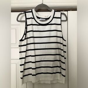 Evereve Black/White Striped Knit Tank. XL. Excellent condition